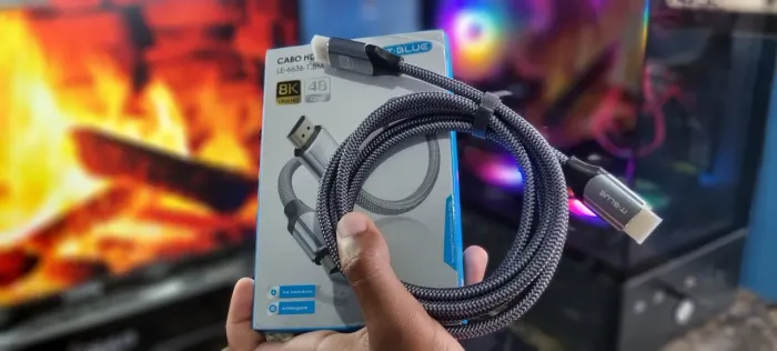 Cabo HDMI 2.1 8K 1,8m - 4K 120Hz Para PS5 e Xbox - Nylon Trançado