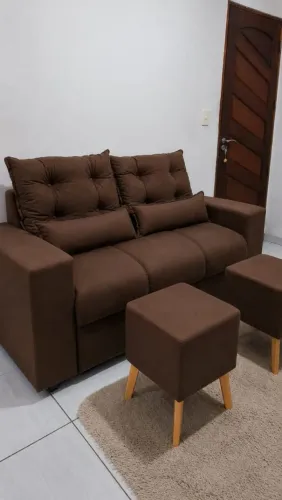 Sofá 3 lugares 2 banquetas medida 1.70/80