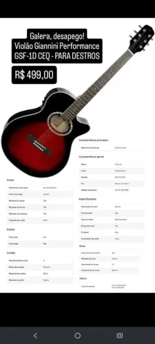 Violão Gianini Eletro Acústico