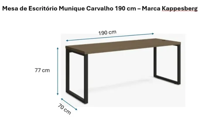 Mesa de Escritório 190 cm - Marca Kappesberg com Gaveteiro Volante 4 Gavetas