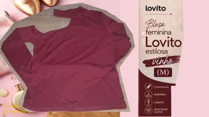 Blusa feminina Lovito estilosa vinho (M)
