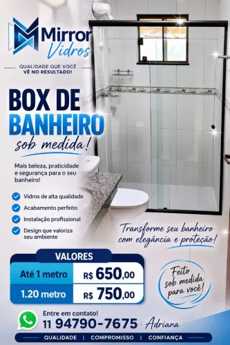 Box de vidro temperado barato. Pagamento só depois de instalado