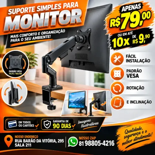 Suporte de Mesa Articulado para Monitor - Em ate 10x