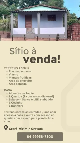 Vendo uma granja em gravata  próximo a estação de trem de Ceará Mirim  valor $70.000,00