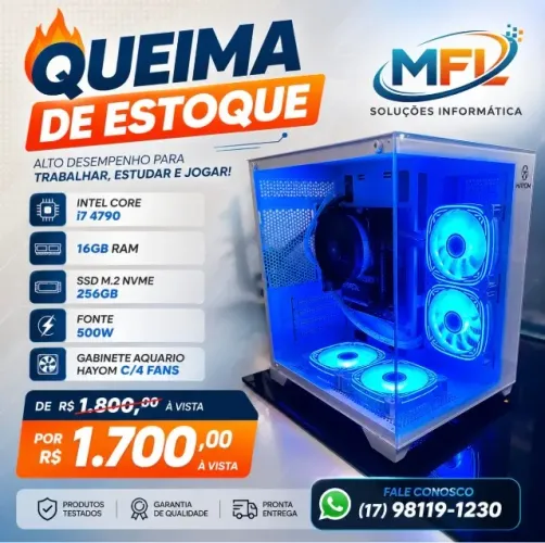 Computador i7 4790 - 16gb - SSD 256 M.2 NVME - Aquario - Branco (novo)