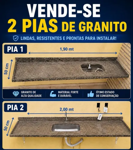 Vendesse duas pias de mármore com cubas, usada em área goumert. As pias estão perfeitas!