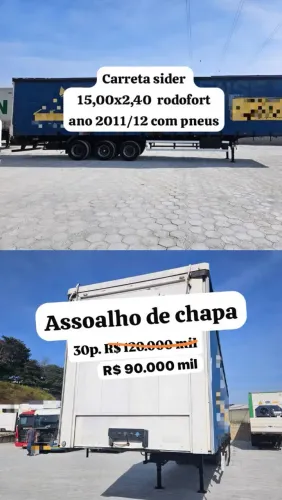 Carreta sider rodofort com bons pneus 