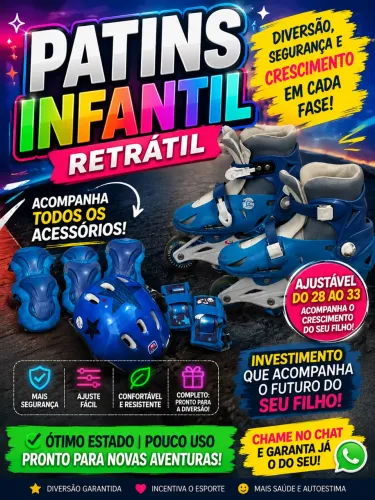 Patins Infantil RETRÁTIL 28 ao 33