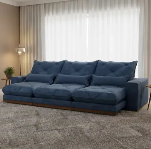 Sofá Luxo Diamant Retrátil Azul 3,50 m