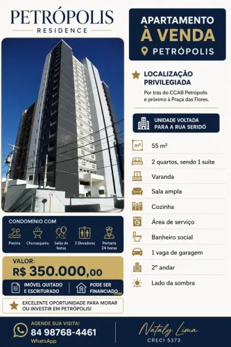 Imóvel para venda com 55 metros quadrados com 2 quartos em Petrópolis - Natal - RN