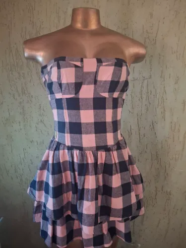 Vestido xadrez de babadinhos rosa tm 36
