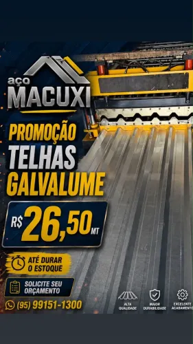 Telhas Galvalume - entrega grátis para Roraima
