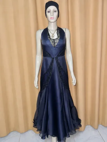 Vestido de Festa Longo Azul Marinho
