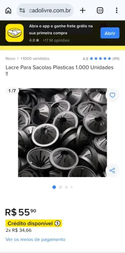 Lacre para sacolas plásticas