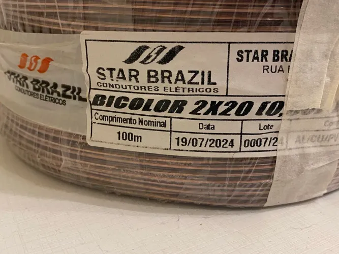 Fio Cabo Paralelo cristal bicolor polarizado 2x0,5mm 90m