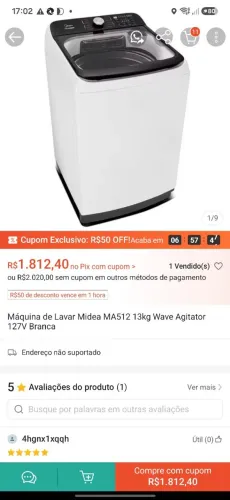Maquina de lavar midea 13kilos