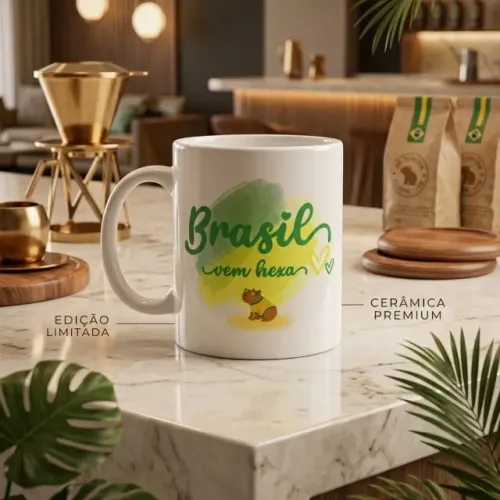 Caneca Personalizada Brasil Vem Hexa Presente Criativo Caneca Capivara 