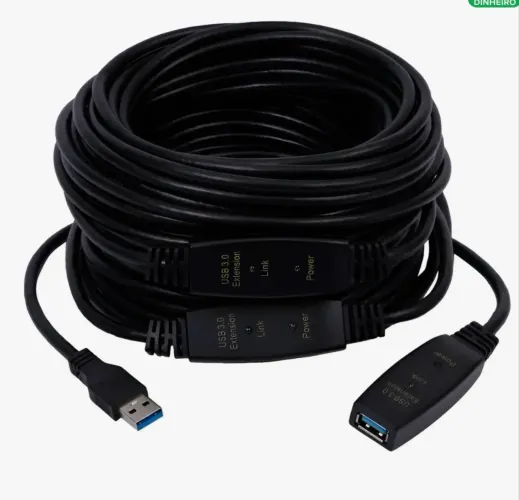 Cabo Extensor Usb Versão 3.0 Amplificado Ativo 10 Metros Cor Preto