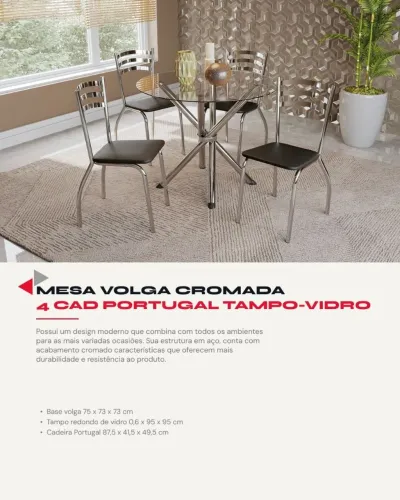 Mesa Volga cromada