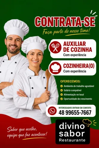 Contrata-se auxiliar de cozinha periodo manha