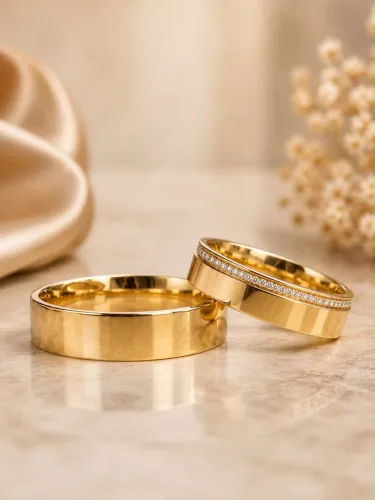 Par de Alianças Calábria em Ouro 18k 750