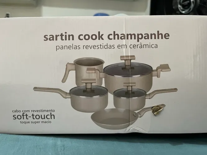 Conjunto de Panelas Mimo Style Sartin Cook Champagne 5 Peças - Novo