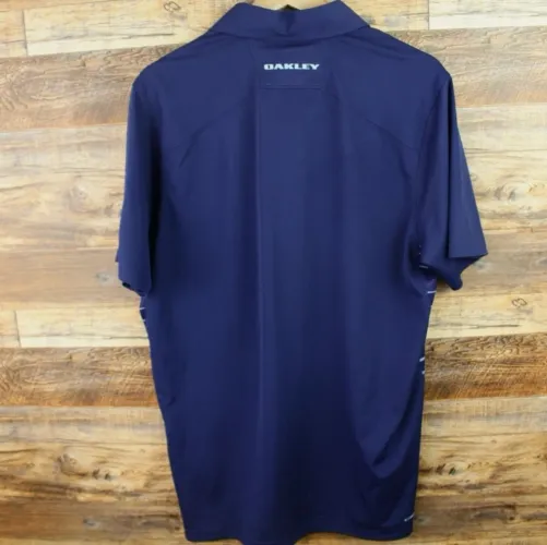 Camisa polo masculina de golfe Oakley tamanho G listrada azul Hydrolix
