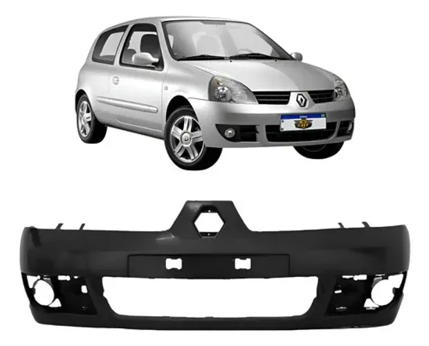 Parachoque Dianteiro Renault Clio 2006 A 2012 Com Furo Preto Liso