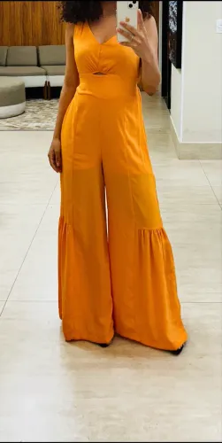 Macacão Pantalona Laranja Elegante - Pouco usado