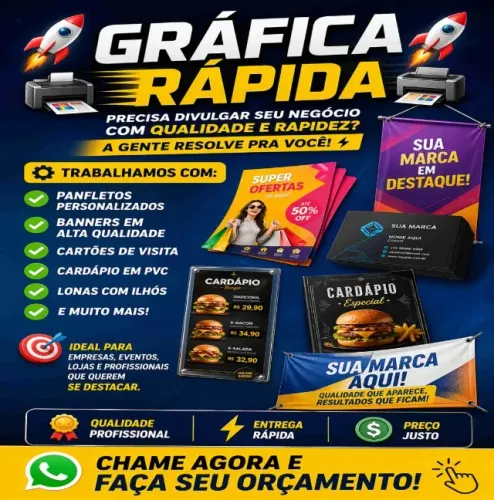 Gráfica rápida : Panfletos, Banner, cartão de visita e muito mais !