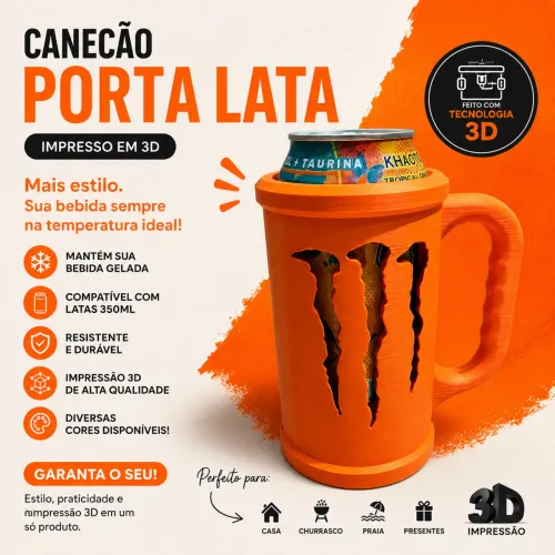 Porta Lata Monster - Impresso em 3D