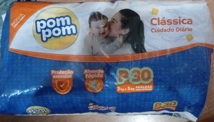 Fralda Pom Pom P 30 unidades (fechado)