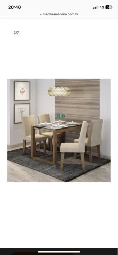 Mesa de jantar com 4 cadeiras - tampo de vidro