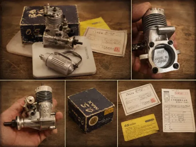 Motor O.S. MAX 15 FP 11700 Made in Japan, Caixa e Documentos Originais para Colecionadores