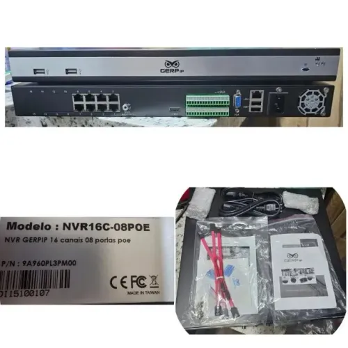 NVR 16 Canais 8 POE Profissional NVD GERP IP RACK