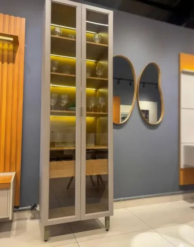 Cristaleira Allure 100% MDF com Led Entrega Rápida