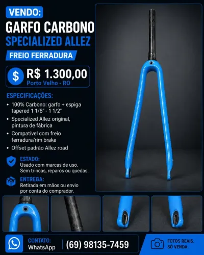 Garfo de Carbono Specialized Allez Original Freio Ferradura 