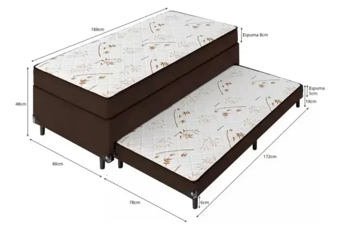 Cama box solteiro bicama 