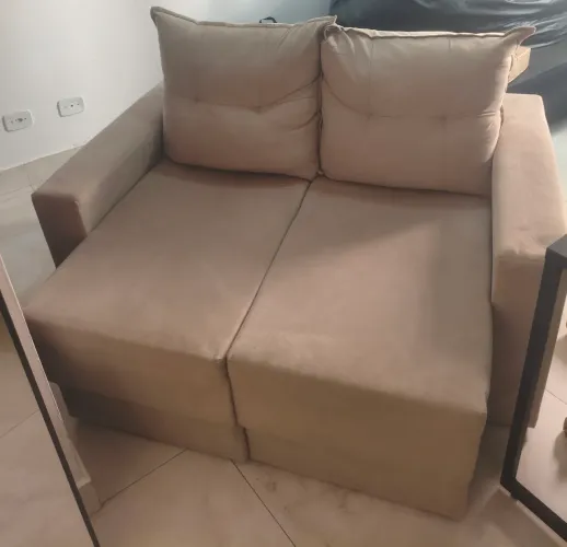 Sofá 2 Lugares Retrátil  Bege 