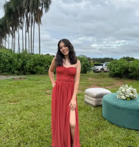 Vestido de formatura terracota