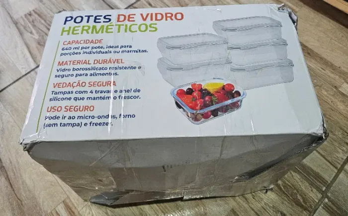 Kit 10 Potes De Vidro Herméticos 640ml Vittak Marmita