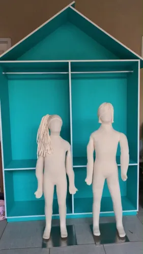 2 Manequins infantil de tecido para loja feminina e masculino