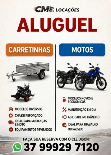 Locação de motos e carretinhas
