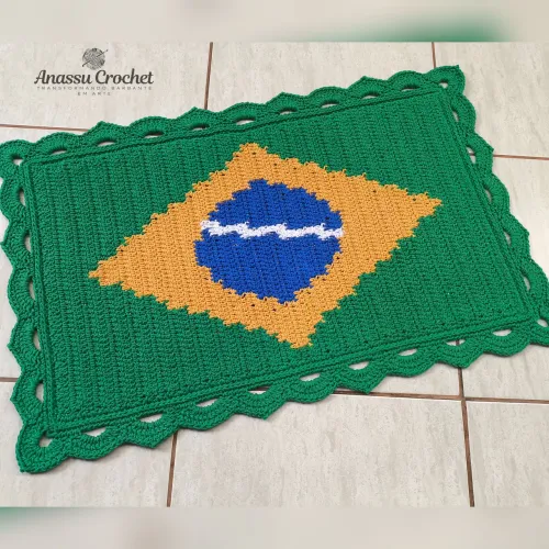 Tapete Temático BRASIL - Crochê Fio Conduzido