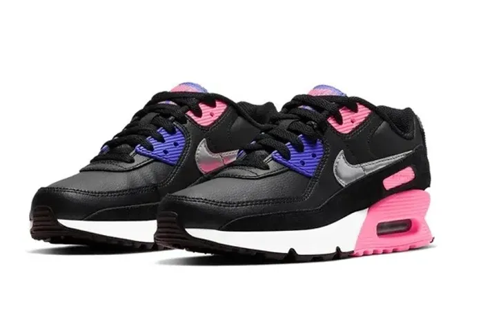 Tênis Nike Air Max 90 Leather GS Black CD6864-011.