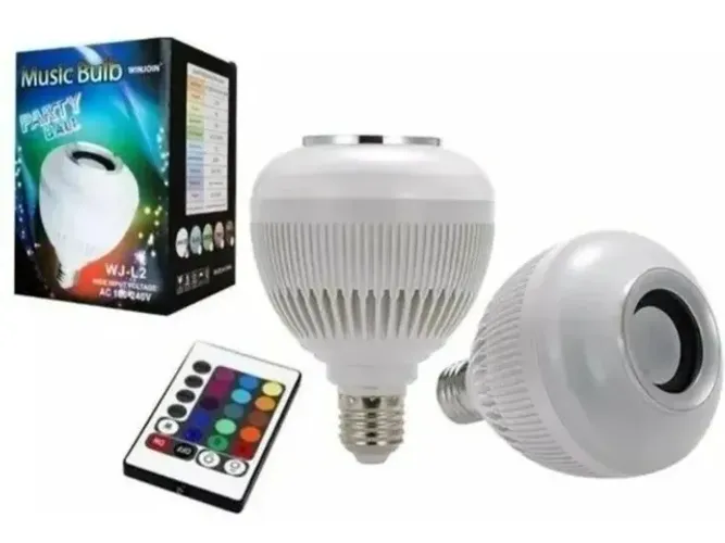 Lâmpada Mosquito Caixa de Som Giratória Festa !6 Cores Rgb com Controle Led Soquete 10a45