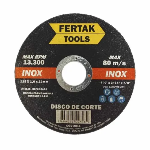 Disco de Corte Metal Aço Inox Esmerilhadeira 4.1/2 - Fertak