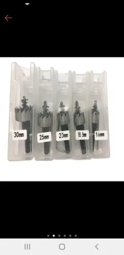 Kit com 5 brocas Serra copo para Aço, ferro, cobre, bronze, alumínio, fibra de vidro.