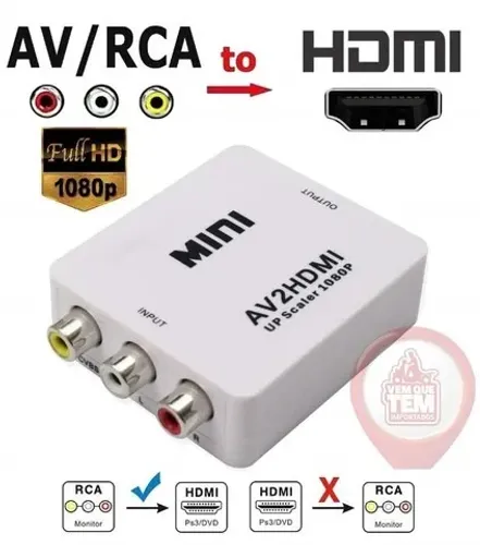 Adaptador Conversor Hdmi Para Video 3rca 2av imagem e audio