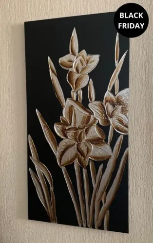 [25%OFF] Quadro Decorativo Preto - Pintura Efeito Metálico
